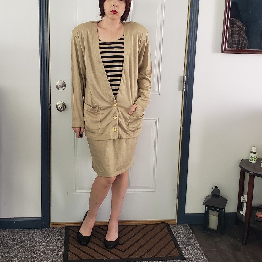 80s Tan and‎ Black Dress
